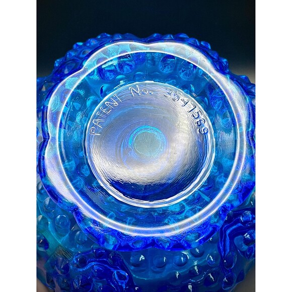 Vintage Fenton Colonial Blue Hobnail Glass 6 Candle Multi Candle Holder Bowl - Picture 4 of 4